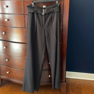 WHBM wide leg belted black dress pants